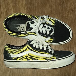 Vans Black and Yellow Zebra Pattern Shoes